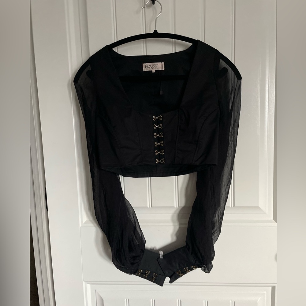 House of CB Black Buttoned Bustier Blouse